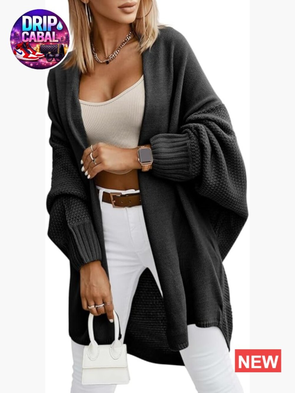 Oversized Open Front Batwing Sleeve Long Cardigan Sweater Fall Trendy
